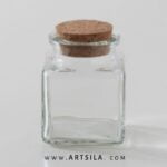 Square Glass Treat Jar with Cork Top