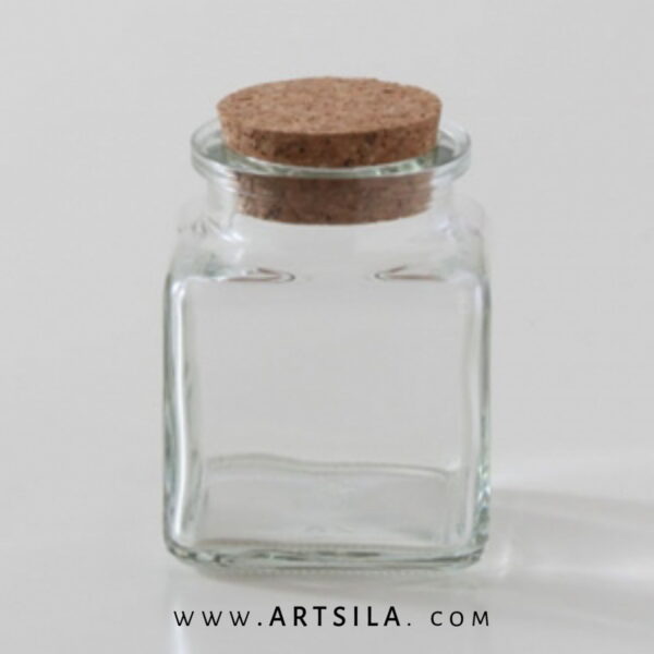 Square Glass Treat Jar with Cork Top