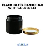 Black Glass Candle Jar With Golden Lid - Image 2