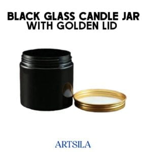 Black Glass Candle Jar With Golden Lid - Image 2