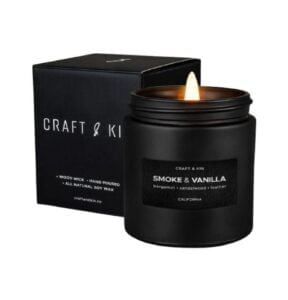Black Glass Candle Jar With Golden Lid - Image 6