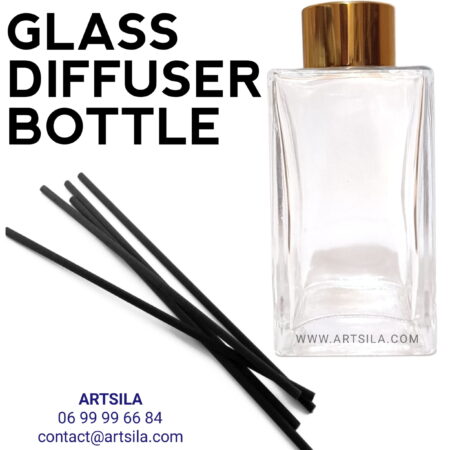 Square Glass Diffuser Bottle - long + gold