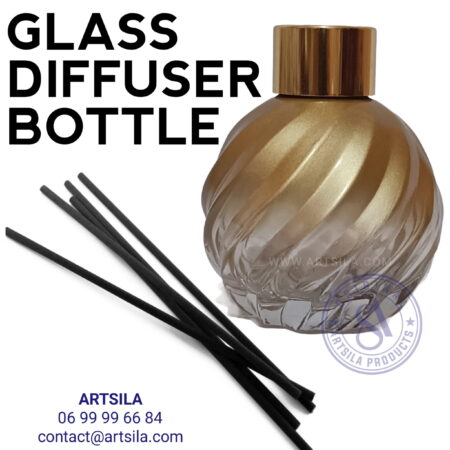 Square Glass Diffuser Bottle - gold+ gold